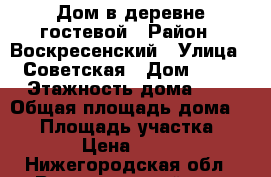 Дом в деревне гостевой › Район ­ Воскресенский › Улица ­ Советская › Дом ­ 59 › Этажность дома ­ 2 › Общая площадь дома ­ 72 › Площадь участка ­ 200 › Цена ­ 1 500 - Нижегородская обл., Воскресенский р-н, Благовещенское с. Недвижимость » Дома, коттеджи, дачи аренда   . Нижегородская обл.